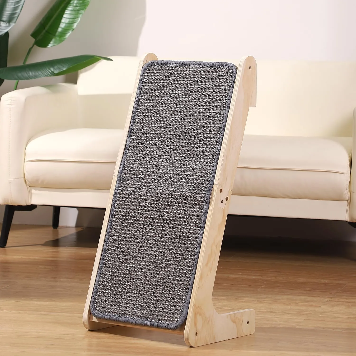Cat Scratcher Ramp, L Shaped Scratchers for Indoor Cats, Sisal Scratch Pad Furniture Protector, Scratching Board With Ball Toy