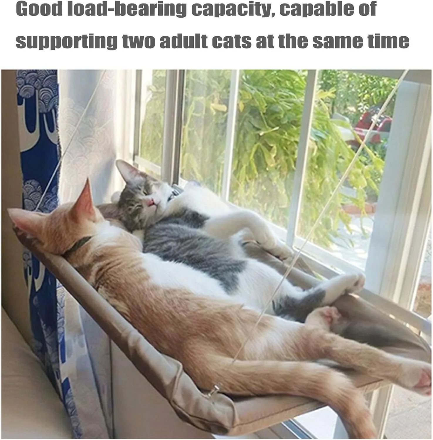 Cat Window Hammock Window Perch, Cat Bed, Animal Safety Shelves Space Saving (Khaki, All Seasons)