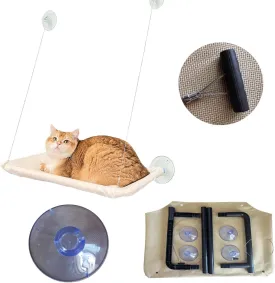 Cat Window Hammock Window Perch, Cat Bed, Animal Safety Shelves Space Saving (Khaki, All Seasons)
