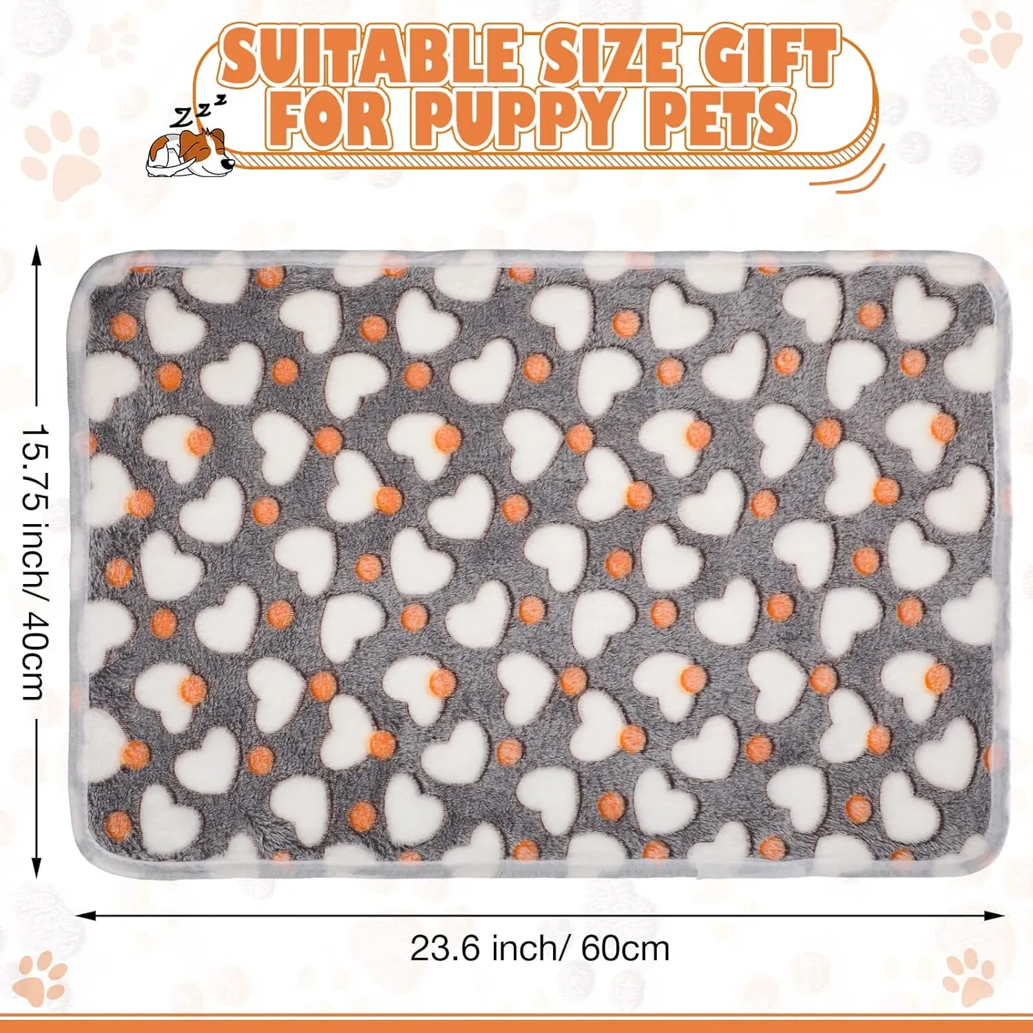Chumia 18 Pcs Fleece Pet Blanket Soft Warm Sleep Mat Fluffy Cute Puppy Supplies Paw Bone Star Elephant Dot Heart Print Design Bed Blankets for Dog Cat Kitten Animals (23 x 16 Inch)