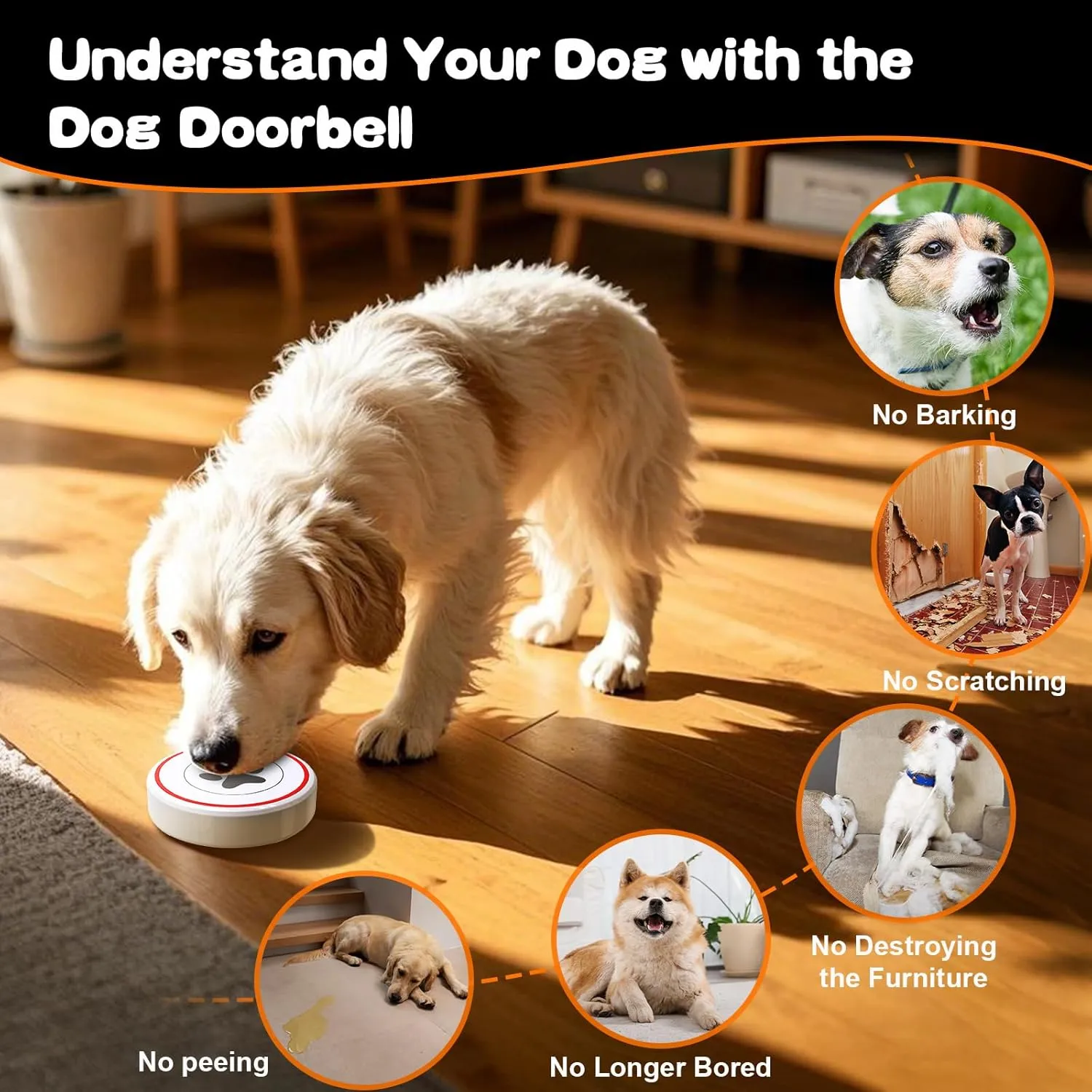 ChunHee Dog Door Bells, Smart Dog Doorbells for Potty Training to Go Outside, Dogs Bells for Doggie to Ring to Go Potty Train with Customized Ringtones Adjustable Volume, 3 Dog Buttons[New 2025]