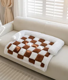 Couch Cover for Dogs Washable, Calming Dog Bed Mats, Non Slip Pet Bed for Couch, Fluffy Cat Mat for Furniture Protector Sofa Cover for Home and Car (Brown, 27.5 * 25.5inch)