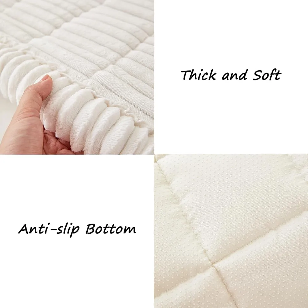 Couch Cover for Dogs Washable, Fuzzy Pet Couch Covers for 3 Cushion Sofa Pet Friendly, Non Slip Sofa Cover (White, 27.6" x 82.7")