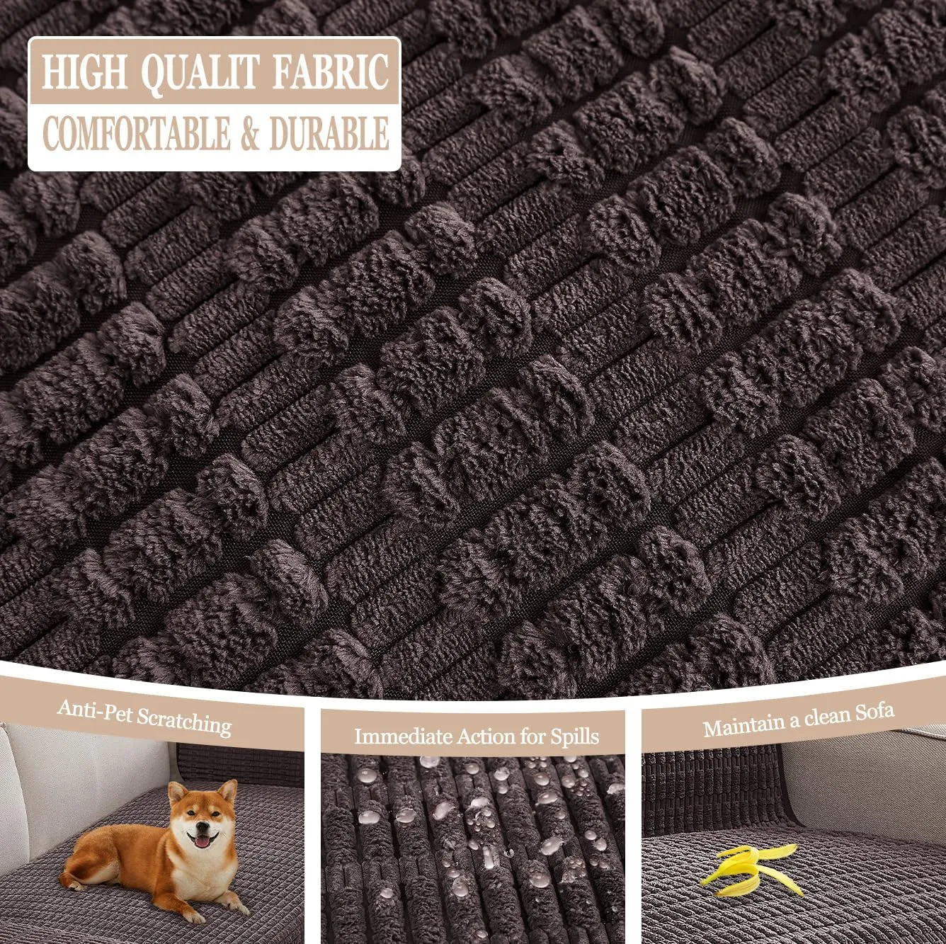 Couch Covers Sofa Seat Covers, Anti-Slip Dog Mat Pet Pad Blanket for Sofa Chair Recliner Bed Furniture Protector Washable (Coffee, 40x60 inch)