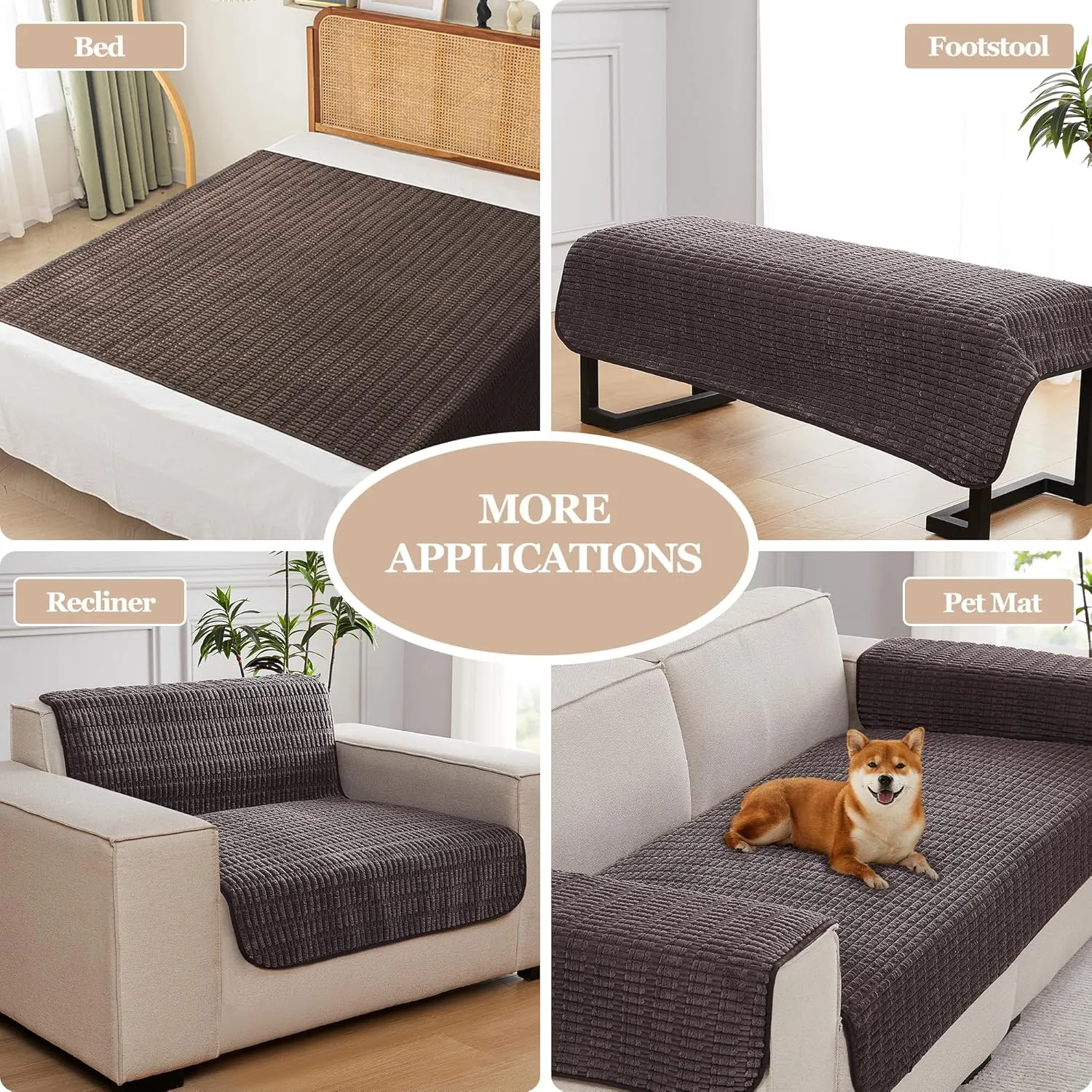 Couch Covers Sofa Seat Covers, Anti-Slip Dog Mat Pet Pad Blanket for Sofa Chair Recliner Bed Furniture Protector Washable (Coffee, 40x60 inch)