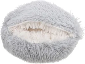 Cozy Hooded Cat Bed for Kittens Soft Plush Winter Sleeping Cave Durable and Easy to Comfortable Donut Design for Indoor Use