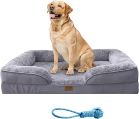 cuchis & co Orthopedic Dog Bed - Large Sized Dog Beds with Waterproof, Washable Design, Non-Slip Base, Easy Clean & Care, Luxury Sofa for Dogs - Includes Blue Rope Gift - Comfortable & Smart
