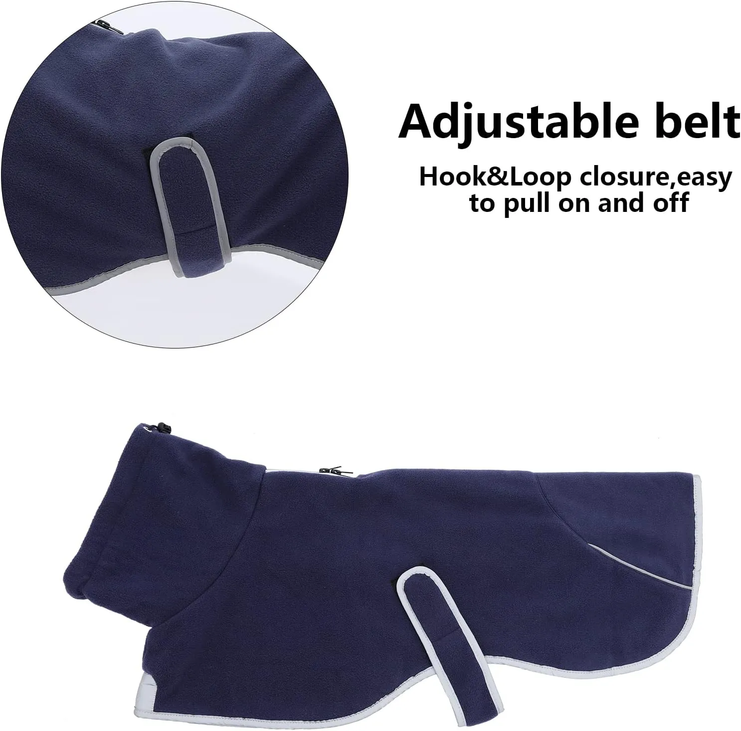 Dachshund Fleece Coats, Perfect for Dachshunds Sausage Weiner Puppy Winter Jacket with Reflective Trim and high Collar, Dog Snowsuit with Adjustable Bands - Navy - XS