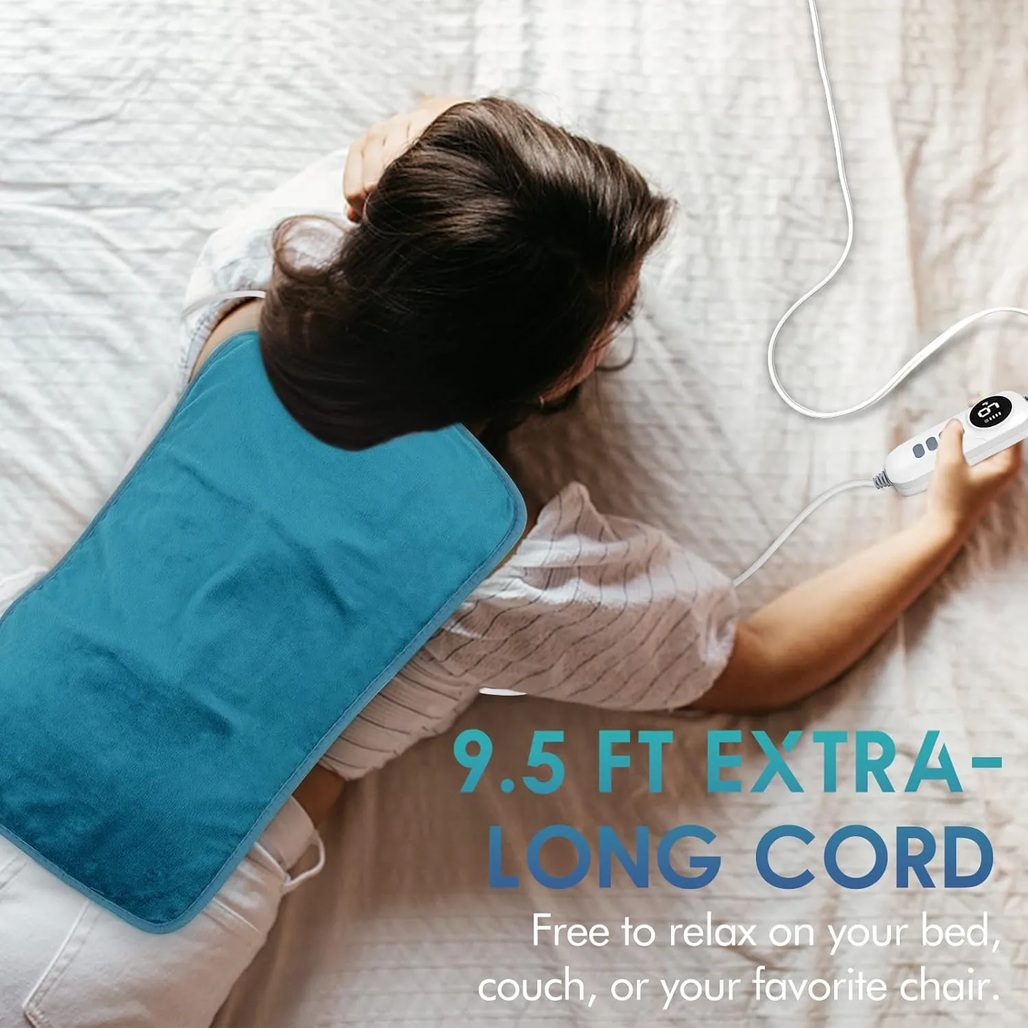 DAILYLIFE Massage Heating Pad, 12''x 24'' Electric Heated Pads with Massager, 4 Massage Modes, 6 Heat Settings, 24 Relaxing Combinations, Fast-Heating Technology, Auto Shut Off, UL Certification, Blue