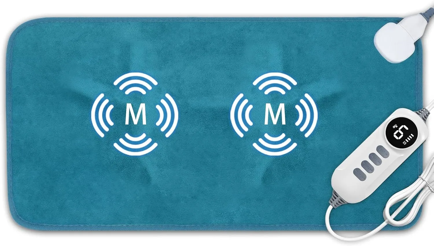 DAILYLIFE Massage Heating Pad, 12''x 24'' Electric Heated Pads with Massager, 4 Massage Modes, 6 Heat Settings, 24 Relaxing Combinations, Fast-Heating Technology, Auto Shut Off, UL Certification, Blue