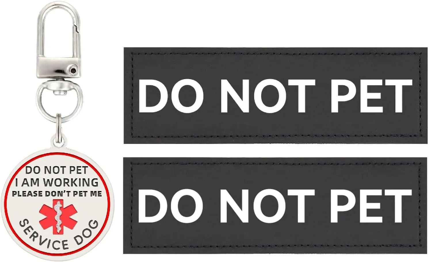 Do Not Pet Patch 2 Pcs Service Id Dog Tag Do Not Pet Tag, Easily Attach to Collar, Harness, Vest (Small-1.18 x 4.33)