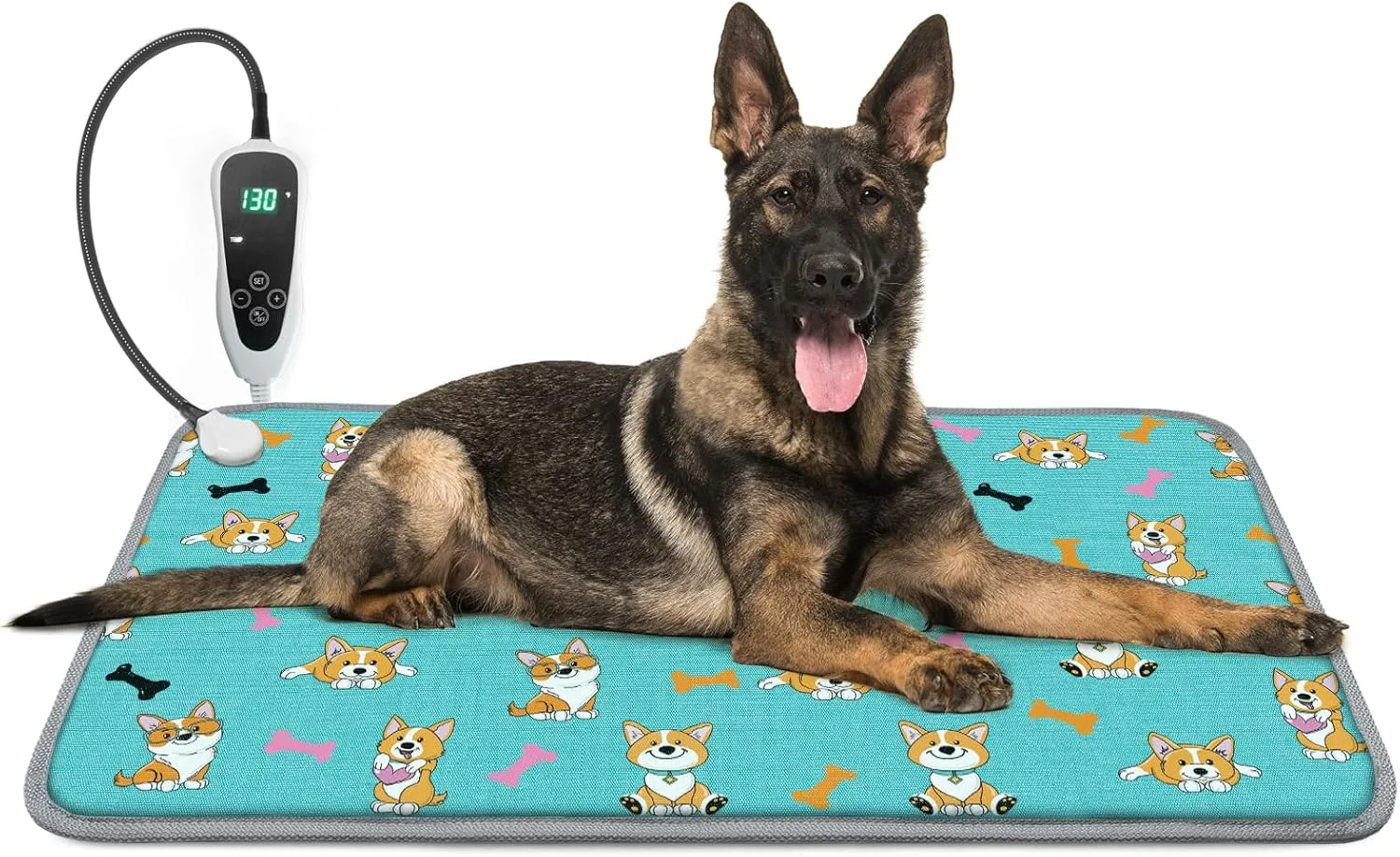 Dog Heating Pad 34x21in Waterproof Pet Heating Pad for Dogs Smart Thermostat Switch, Whelping Supplies Heated Dog Bed,Adding Wire Rope Wires Puppy Heating Pad Mat-Whelping Box for Dogs-Blue