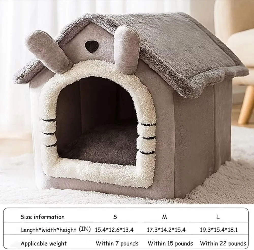 Dog Houses Soft Indoor Enclosed Tent Huts Warm Cave Dog Kennel House Type Winter Warm Small Dog Teddy Four Seasons Universal Removable and Washable Dog House Cat Nest Bed Pet Supplies