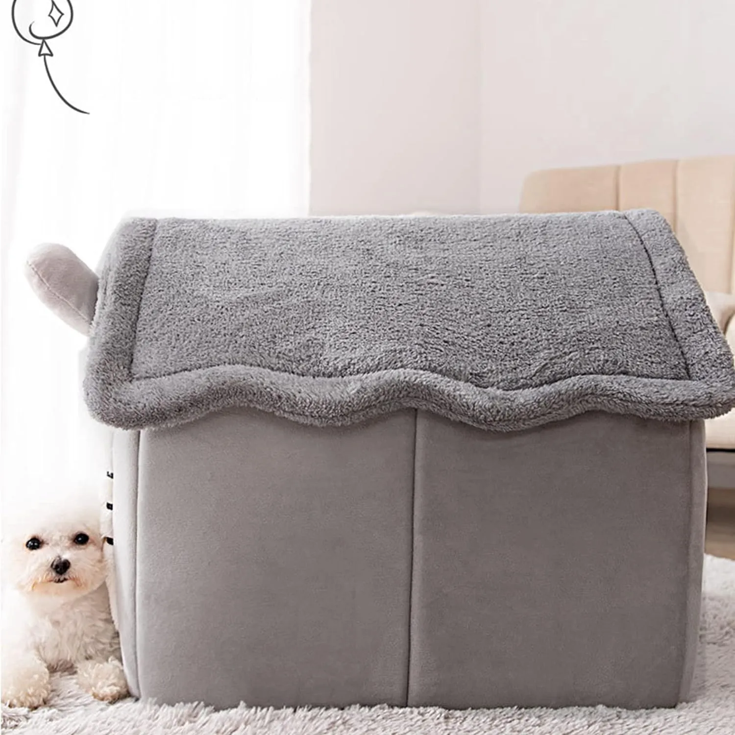 Dog Houses Soft Indoor Enclosed Tent Huts Warm Cave Dog Kennel House Type Winter Warm Small Dog Teddy Four Seasons Universal Removable and Washable Dog House Cat Nest Bed Pet Supplies