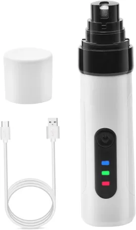 Dog Nail Trimmers, 2-Mode Automatic Low Voice Dog Nail Grinder with 3 Ports, USB Rechargeable Dog Nail Clipper for Pet Nail Trimming