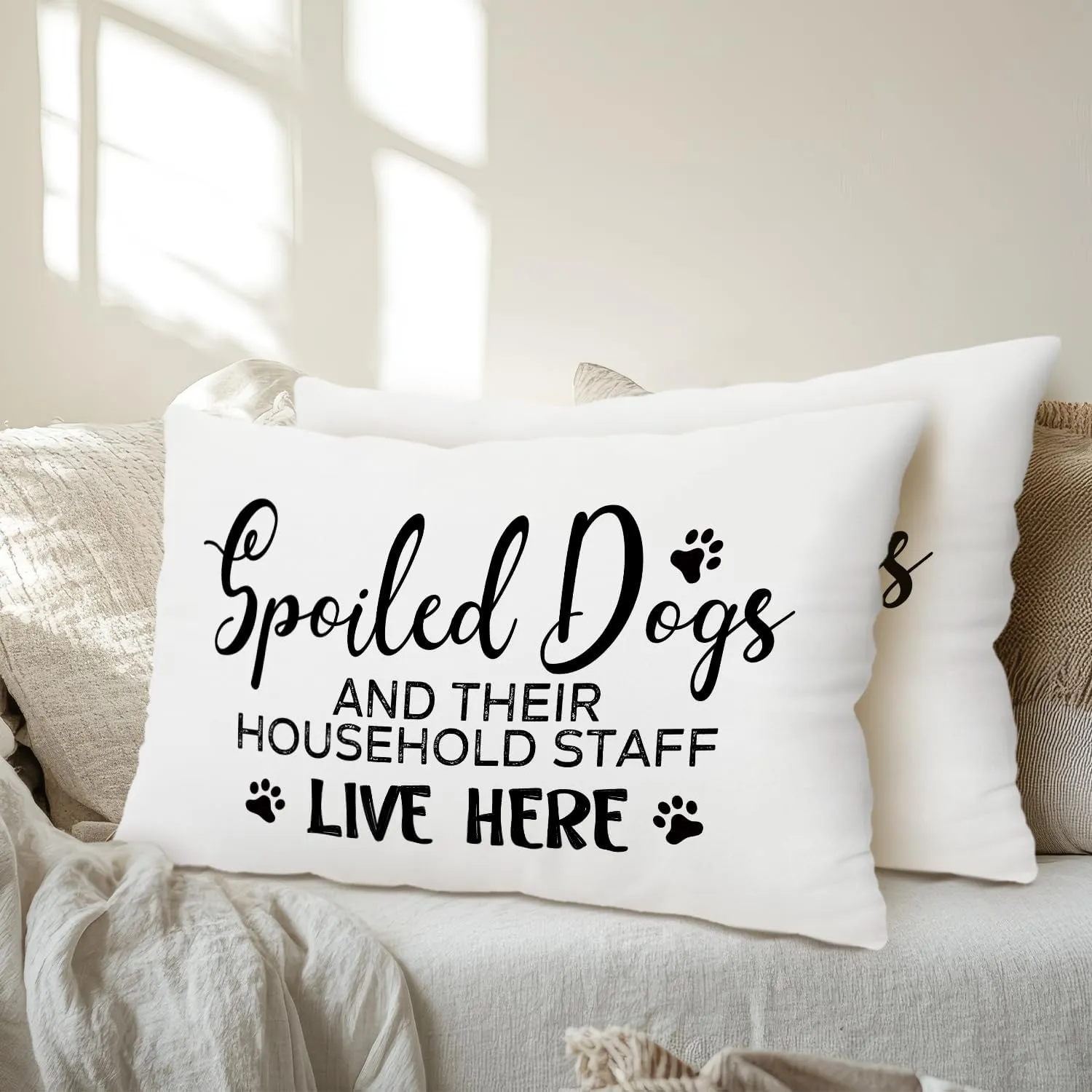 Dog Throw Pillow Covers 12 x 20, Dog Lover Gifts for Pet Owner Women Men Dog Mom Gifts, Dog House Decor Reserved for The Dog Pillow Cover for Sofa Bedroom Decorative Pillow Cases -44