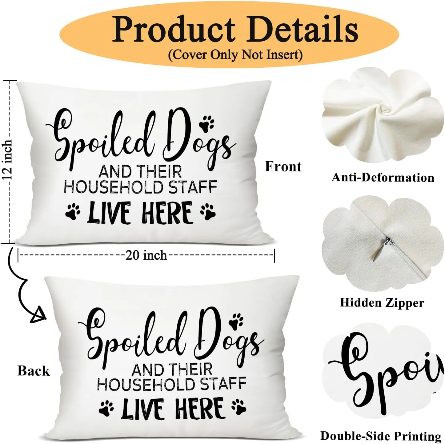Dog Throw Pillow Covers 12 x 20, Dog Lover Gifts for Pet Owner Women Men Dog Mom Gifts, Dog House Decor Reserved for The Dog Pillow Cover for Sofa Bedroom Decorative Pillow Cases -44