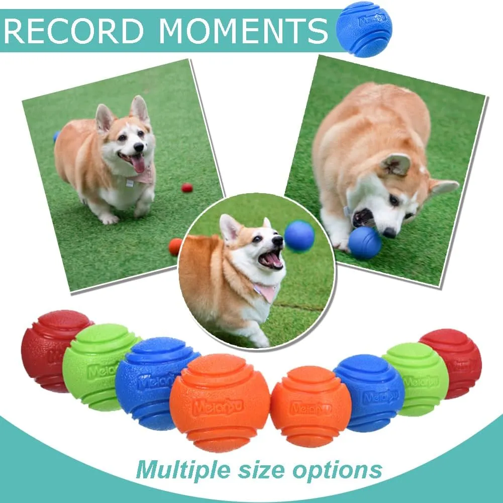 Dog Toy Balls, 4 PCS Rubber Ball Set, Chew Resistant, High Bounce, Textured Design for Teeth Cleaning, Dog Training, Small Breeds, 2in/5cm Diameter