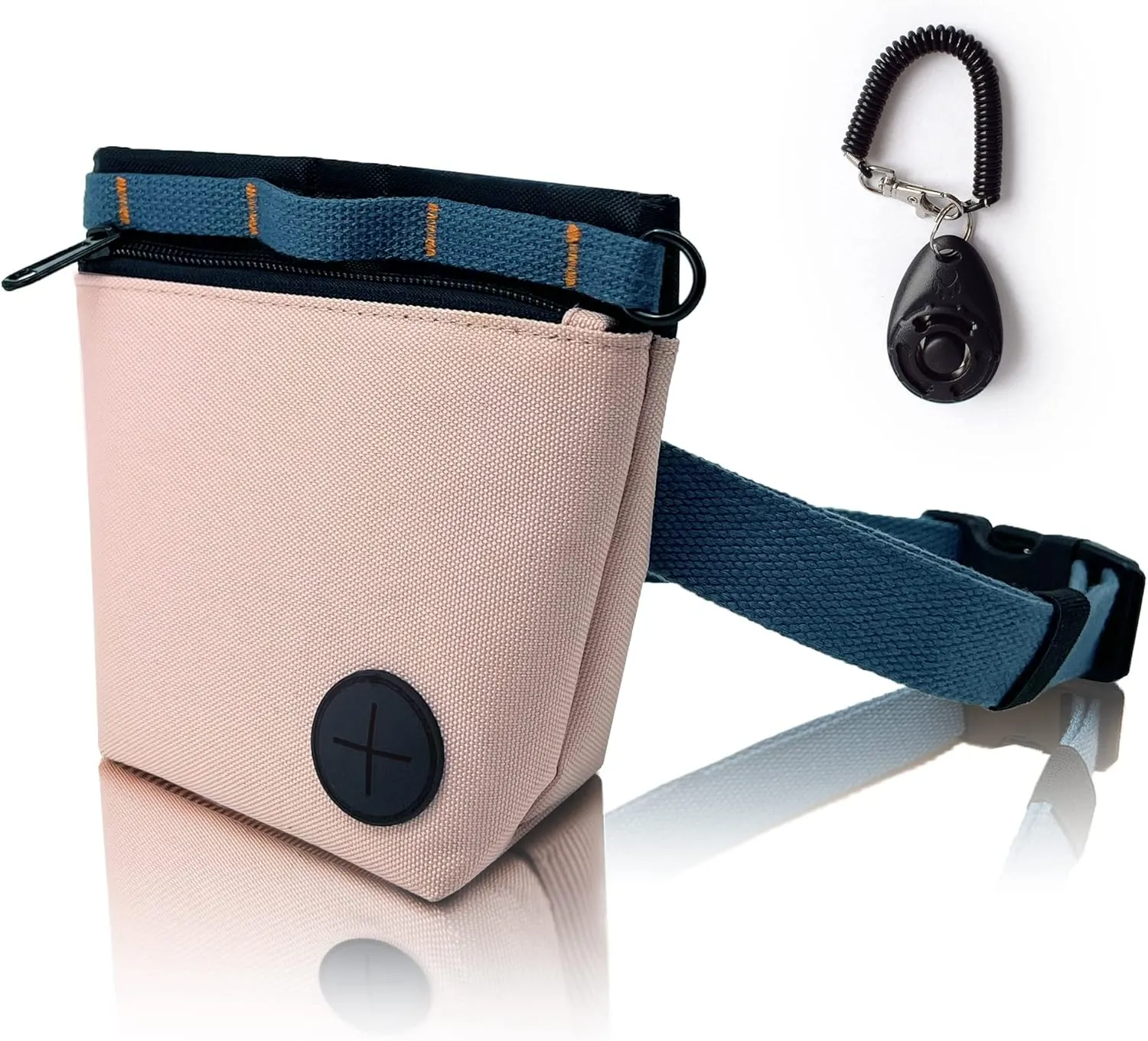 Dog Treat Pouch with Pet Training Clicker, Dog Training Treat Pouch Kit, Magnetic Closure, Hands-Free Training. (Pink)