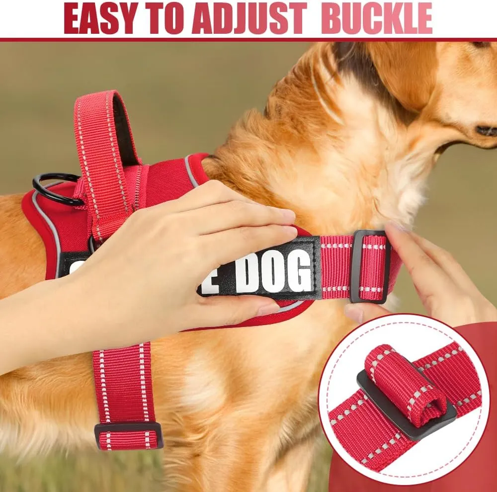 Dog Vest Harness and Leash Set, Animire Reflective Service Dog Vest with 10 Patches, 3 Rings No Choke Pet Vest for Leash Placement, in Training Dog Harness for Small Medium Large Dogs(Red,XL)