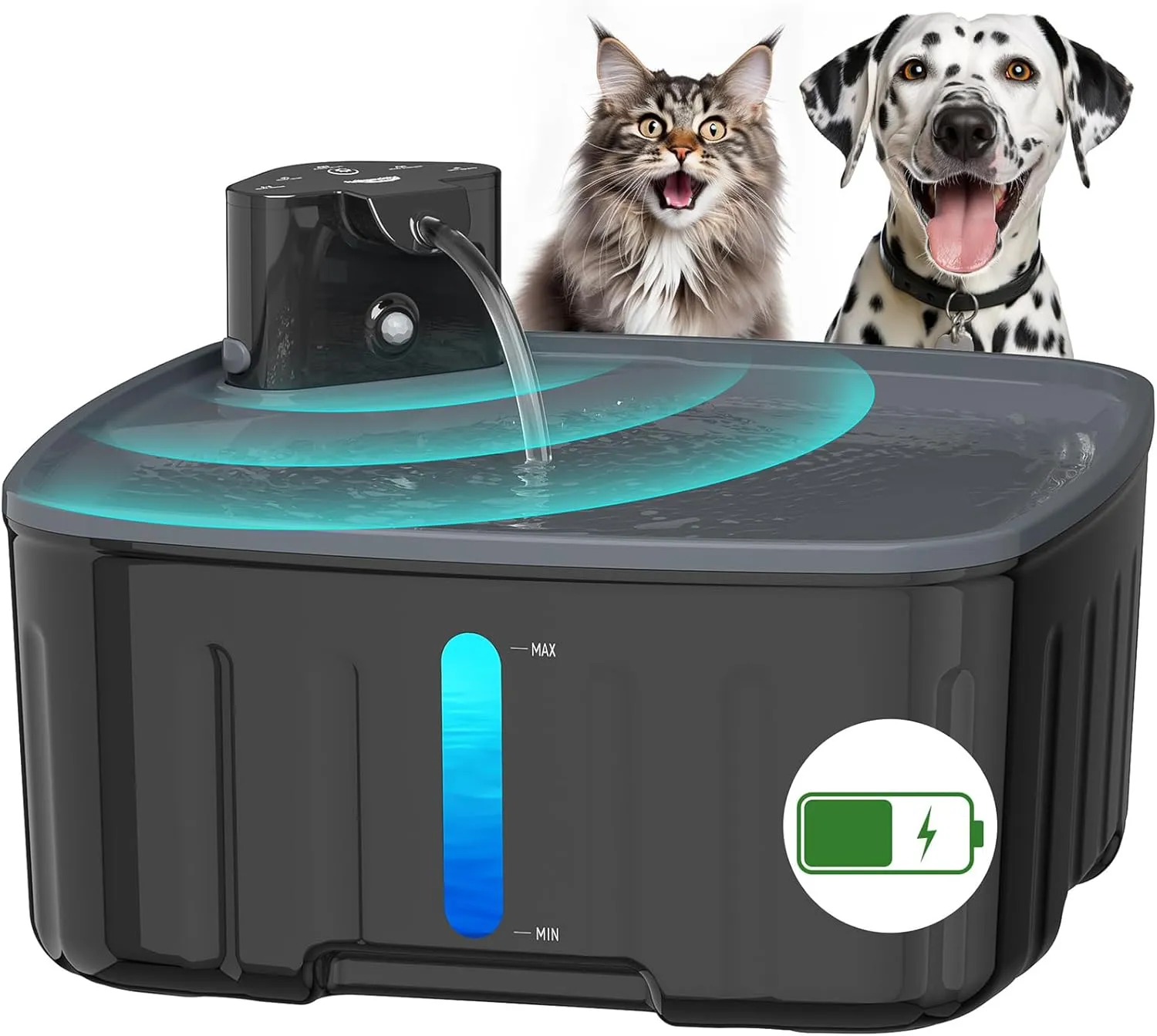 Dog Water Fountain Wireless,2.1GAL/8L Large Dog Water Fountain Battery Operated, Dog Fountain Water Bowl with Sensor,Wireless Smart Pump,Timer,BPA-Free,Ideal for Large Dogs,Multi-Pet Home