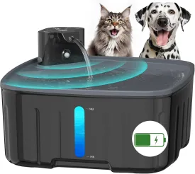 Dog Water Fountain Wireless,2.1GAL/8L Large Dog Water Fountain Battery Operated, Dog Fountain Water Bowl with Sensor,Wireless Smart Pump,Timer,BPA-Free,Ideal for Large Dogs,Multi-Pet Home