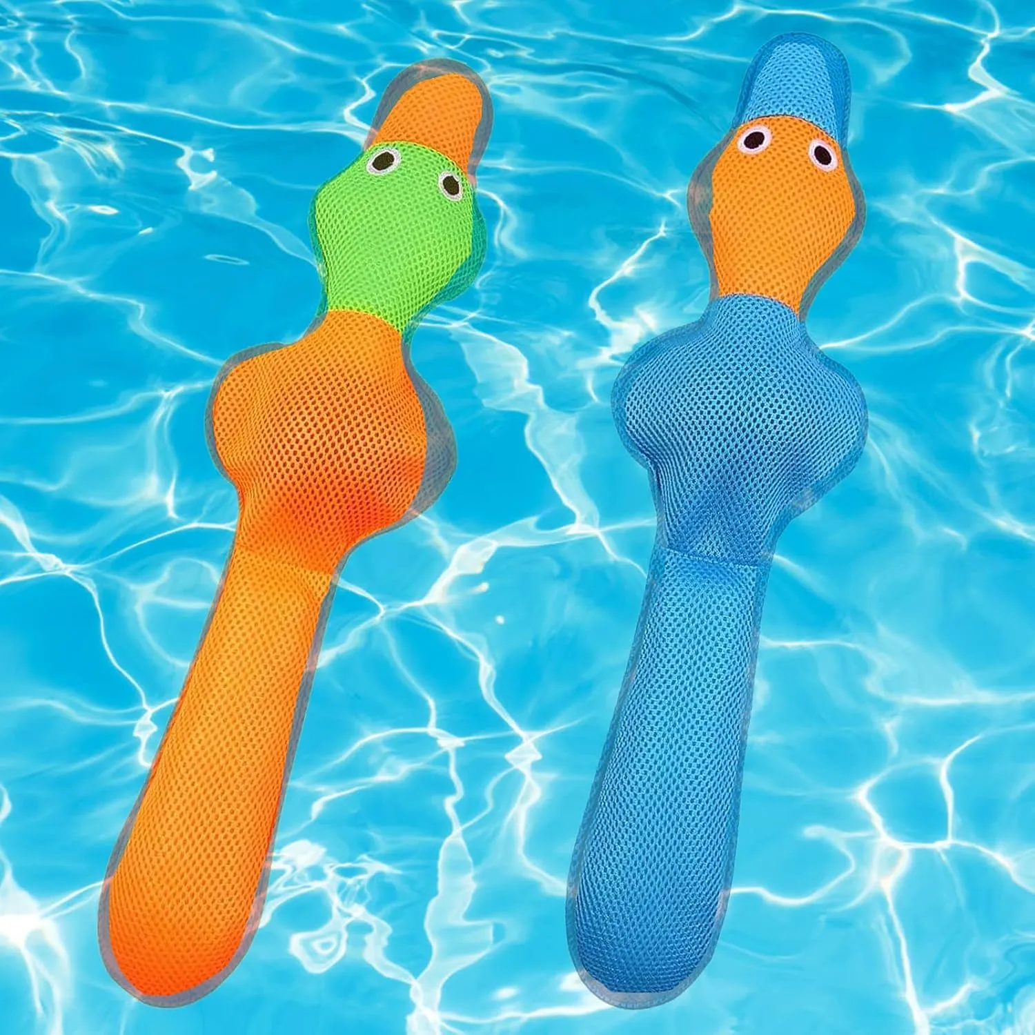 EXPAWLORER Floating Dog Water Pool Toys - 2 Pack Stuffed Duck Dog Toys Long, Pet Summer Essentials for Fetch & Training, Built-in Squeaky Ball Loud Sound, Not for Aggressive Breeds, 20.5 Inch