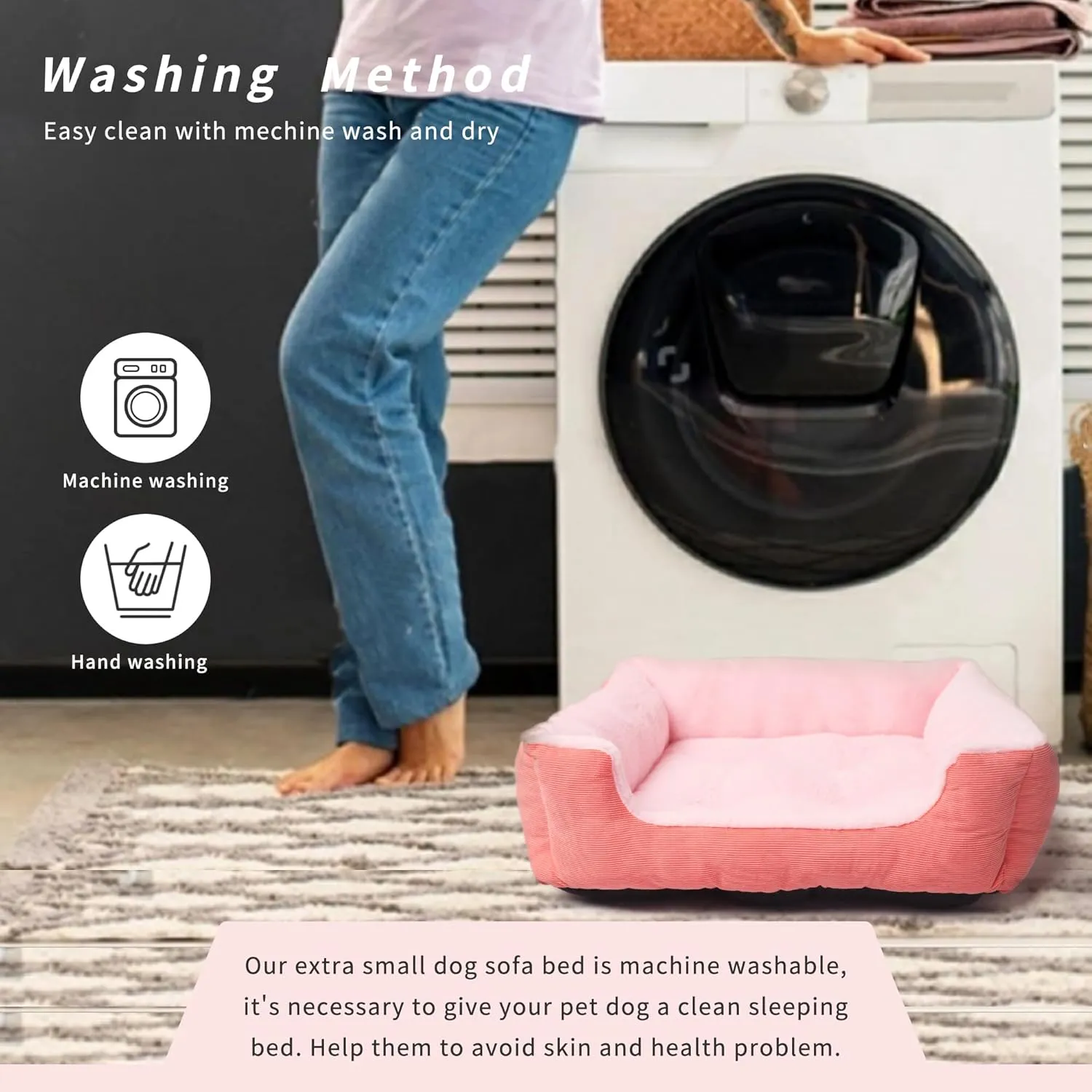 Extra Small Dog Bed for 3-5 Pound Dog Washable Cute Pink Cat Bed for Indoor Cats 18x14x5 Orthopedic Supportive Pet Sofa Bed with Sides