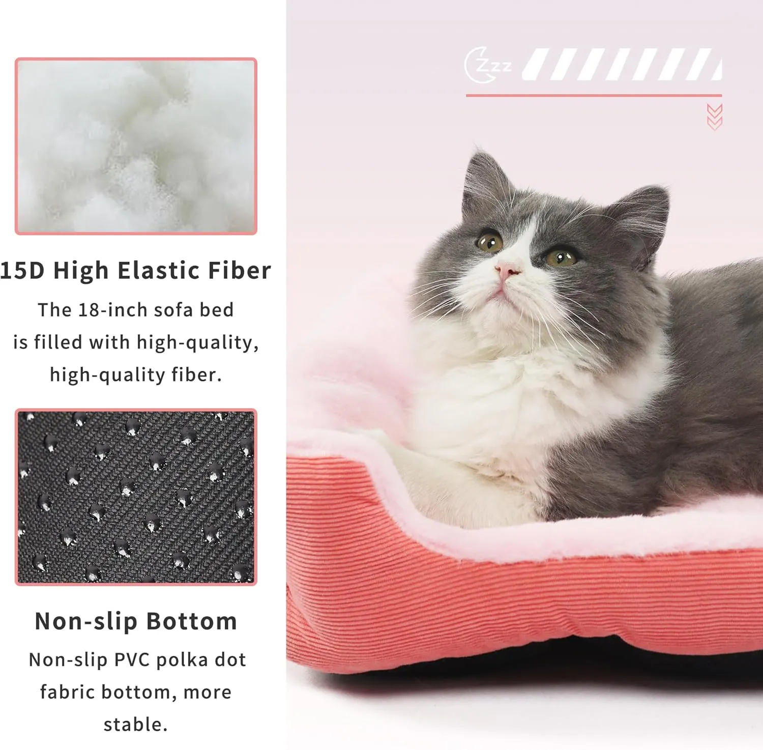Extra Small Dog Bed for 3-5 Pound Dog Washable Cute Pink Cat Bed for Indoor Cats 18x14x5 Orthopedic Supportive Pet Sofa Bed with Sides