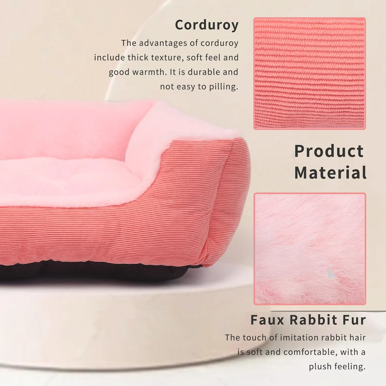 Extra Small Dog Bed for 3-5 Pound Dog Washable Cute Pink Cat Bed for Indoor Cats 18x14x5 Orthopedic Supportive Pet Sofa Bed with Sides