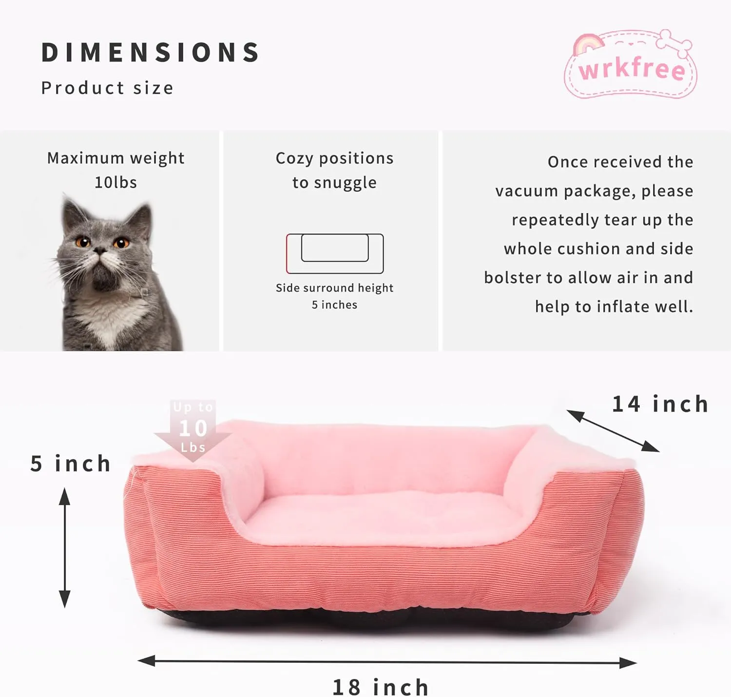 Extra Small Dog Bed for 3-5 Pound Dog Washable Cute Pink Cat Bed for Indoor Cats 18x14x5 Orthopedic Supportive Pet Sofa Bed with Sides
