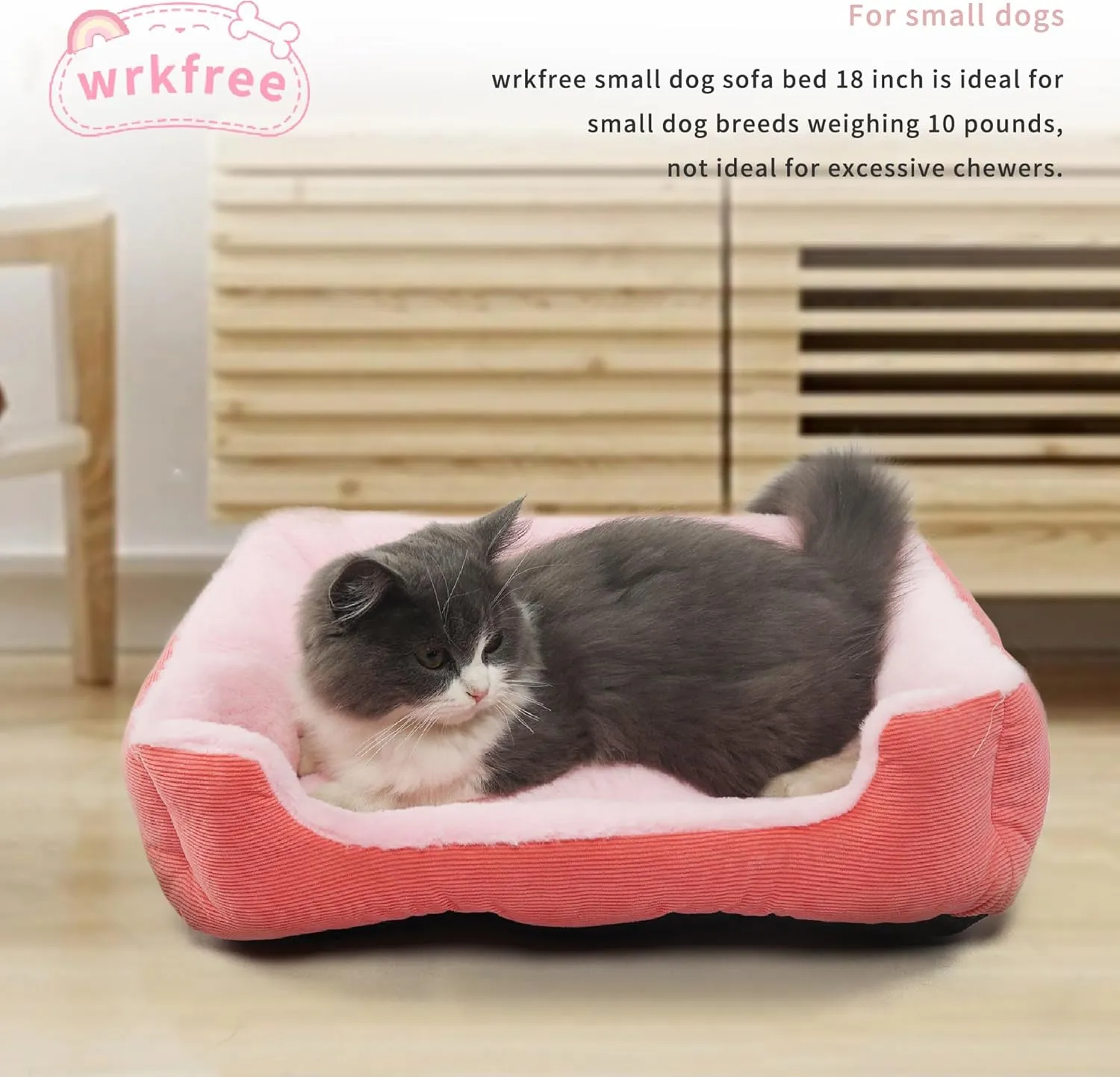Extra Small Dog Bed for 3-5 Pound Dog Washable Cute Pink Cat Bed for Indoor Cats 18x14x5 Orthopedic Supportive Pet Sofa Bed with Sides