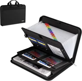 Fireproof & Waterproof Accordion File Organizer, 13-Pocket Expanding Document Organizer with Handle & Labels, Durable Heat-Resistant Folder for A4/Letter Files, Safe Home Office Travel hold