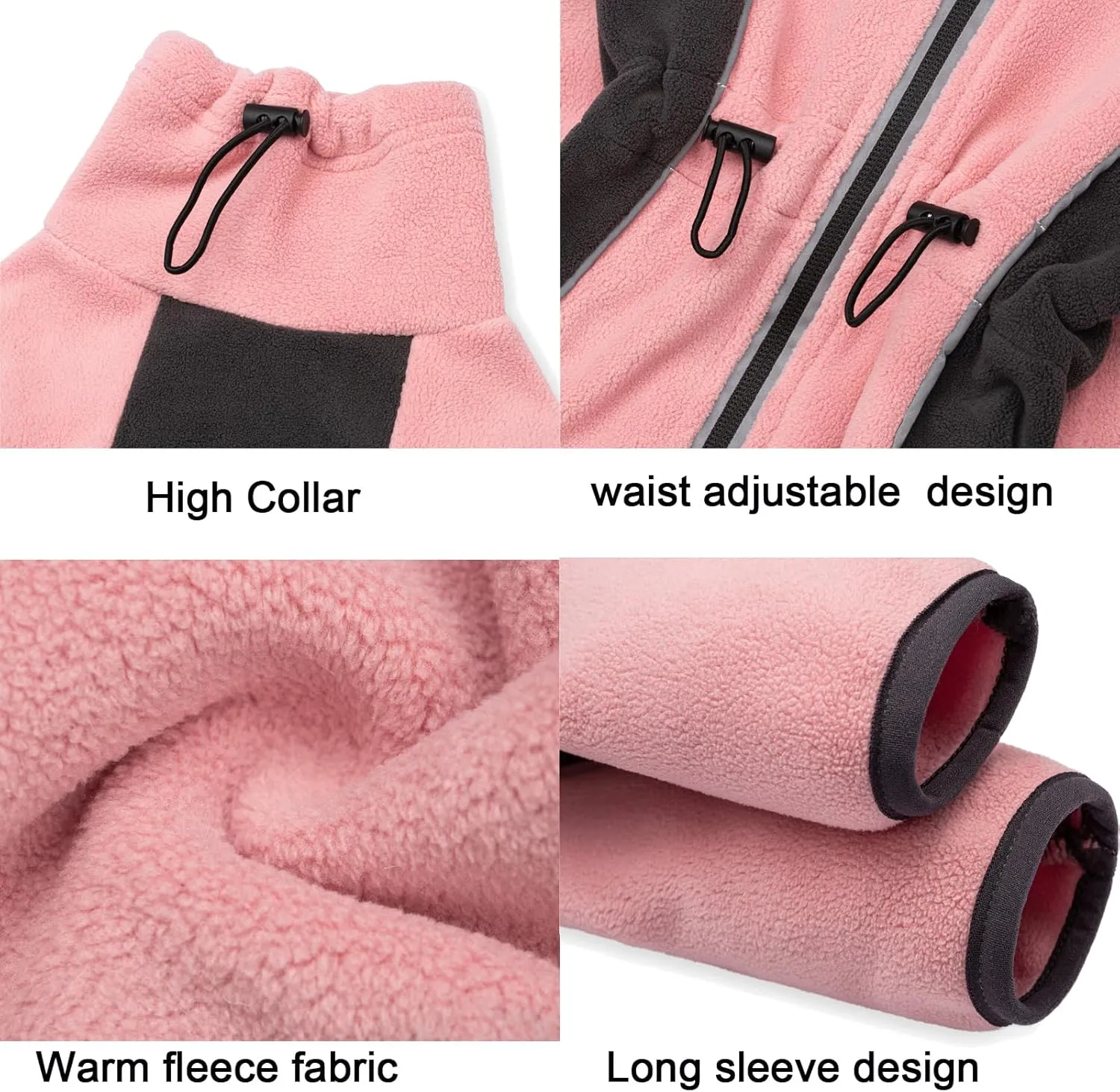 Fleece Coat for Small Medium Dogs, Pullover Pajamas Jumpsuit Bodysuit With Legs, Pet Windproof Warm Cold Weather Jacket Full Body Vest Cozy Snowsuit Apparel Outfit Clothes