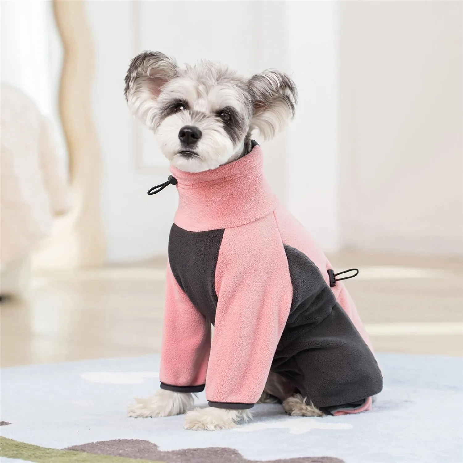 Fleece Coat for Small Medium Dogs, Pullover Pajamas Jumpsuit Bodysuit With Legs, Pet Windproof Warm Cold Weather Jacket Full Body Vest Cozy Snowsuit Apparel Outfit Clothes
