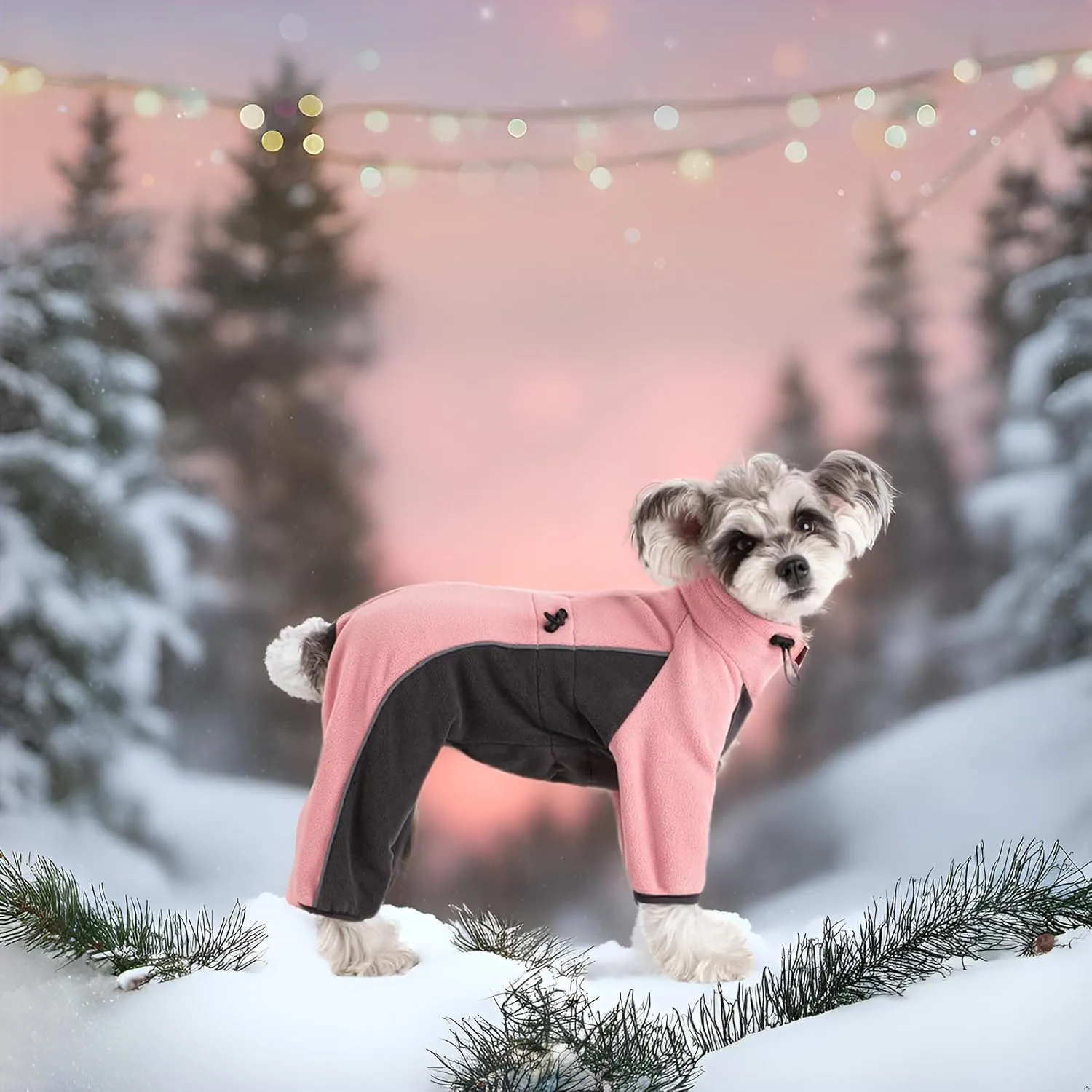 Fleece Coat for Small Medium Dogs, Pullover Pajamas Jumpsuit Bodysuit With Legs, Pet Windproof Warm Cold Weather Jacket Full Body Vest Cozy Snowsuit Apparel Outfit Clothes