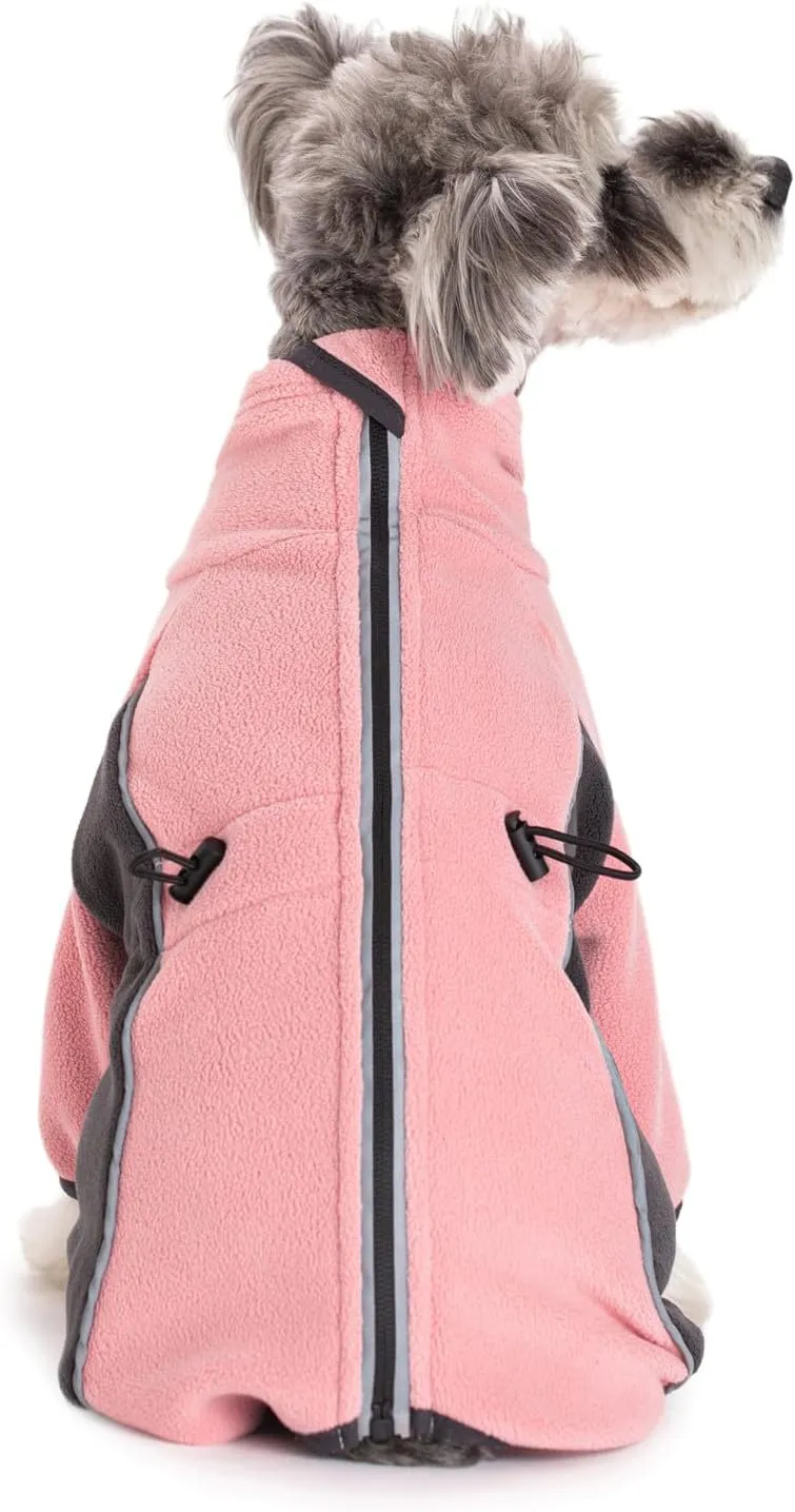 Fleece Coat for Small Medium Dogs, Pullover Pajamas Jumpsuit Bodysuit With Legs, Pet Windproof Warm Cold Weather Jacket Full Body Vest Cozy Snowsuit Apparel Outfit Clothes