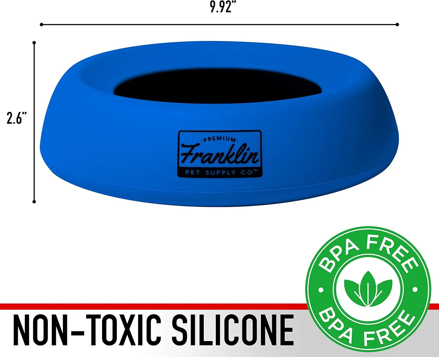 Franklin Pet Supply Travel Pet Silicon Bowl 27oz.  No Spill  BPA Free  Splash Proof  for Water and Food  Travel Smart Design  Portable Car Design  for Larger Dogs,Blue