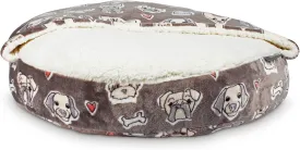Fringe Studio "Worried Dog Medium Gray Medium Blanket Pet Bed with Sherpa Interior 25" X 25" X 4" - Machine Washable