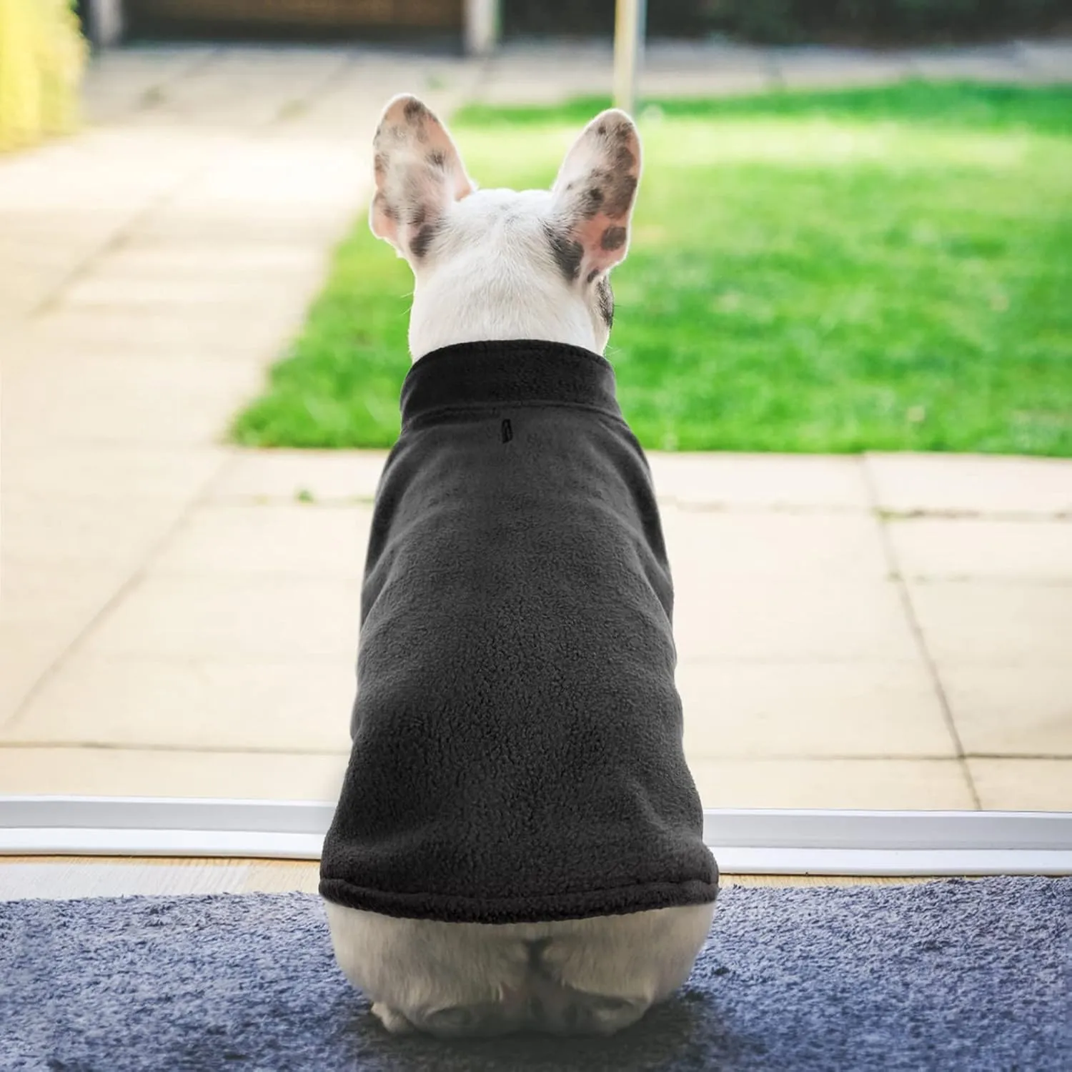 FUAMEY Dog Fleece Vest Puppy Warm Sweatshirt Stretchy Sweater Pullover Turtleneck Coat Winter Jacket with Leash Hole, Dachshund Yorkie Clothes Small Medium Large Dogs Black