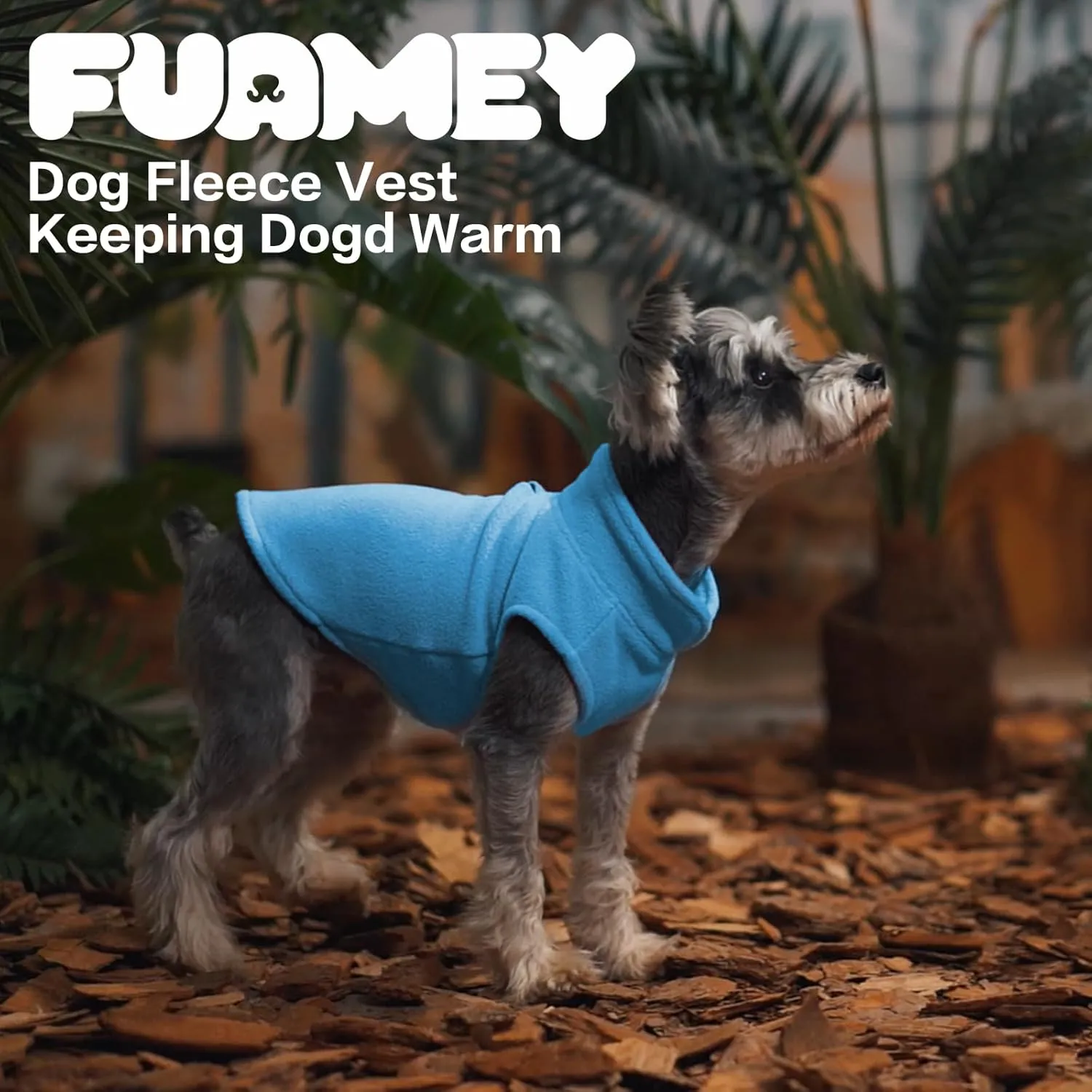 FUAMEY Fleece Vest, Warm Sweatshirt Puppy Stretchy Sweater Pullover Turtleneck Coat Winter Jacket With Leash Hole, Dachshund Sweaters Yorkie Clothes for Small Medium Large Dogs Blue L