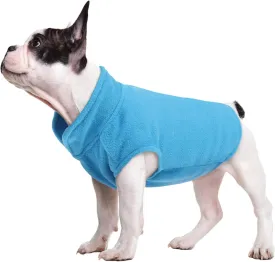 FUAMEY Fleece Vest, Warm Sweatshirt Puppy Stretchy Sweater Pullover Turtleneck Coat Winter Jacket With Leash Hole, Dachshund Sweaters Yorkie Clothes for Small Medium Large Dogs Blue L