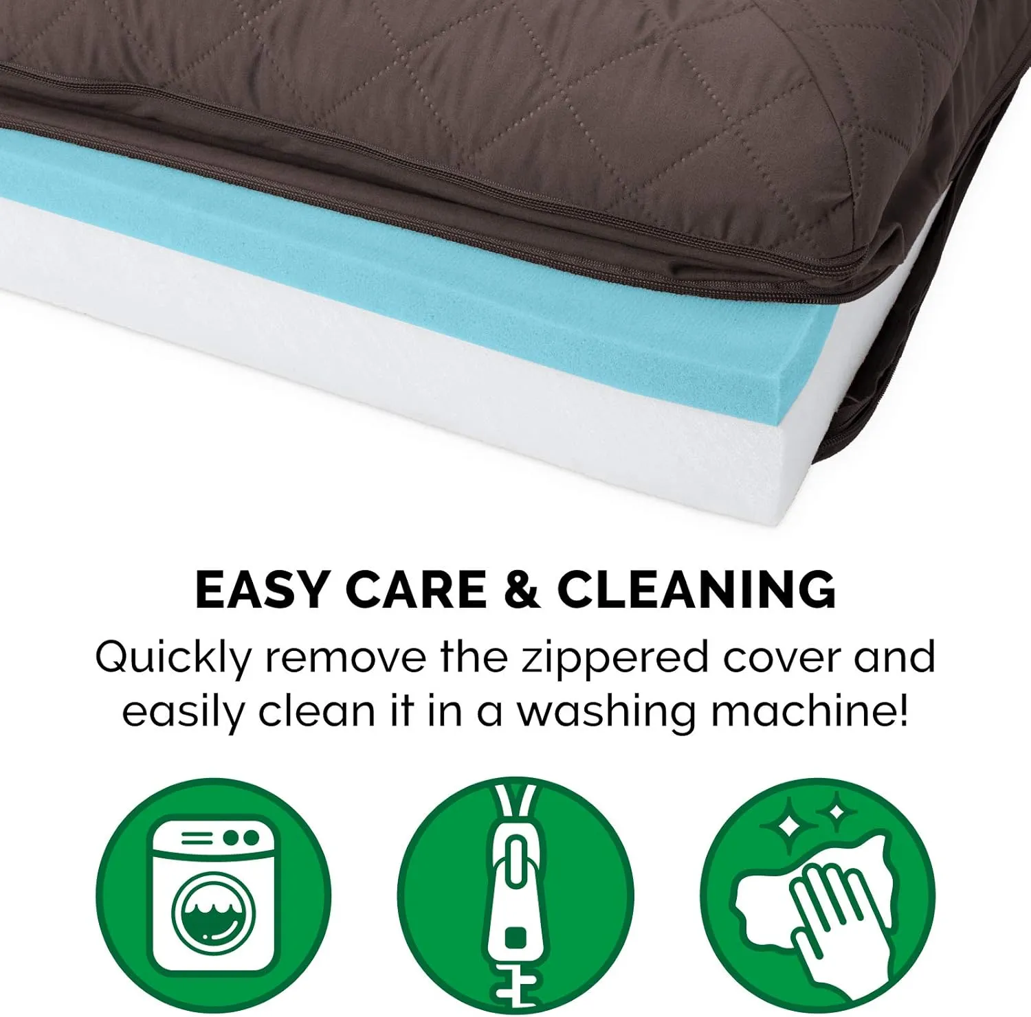 Furhaven Cooling Gel Dog Bed for Large Dogs w/ Removable Bolsters & Washable Cover, For Dogs Up to 95 lbs - Quilted Sofa - Coffee, Jumbo/XL