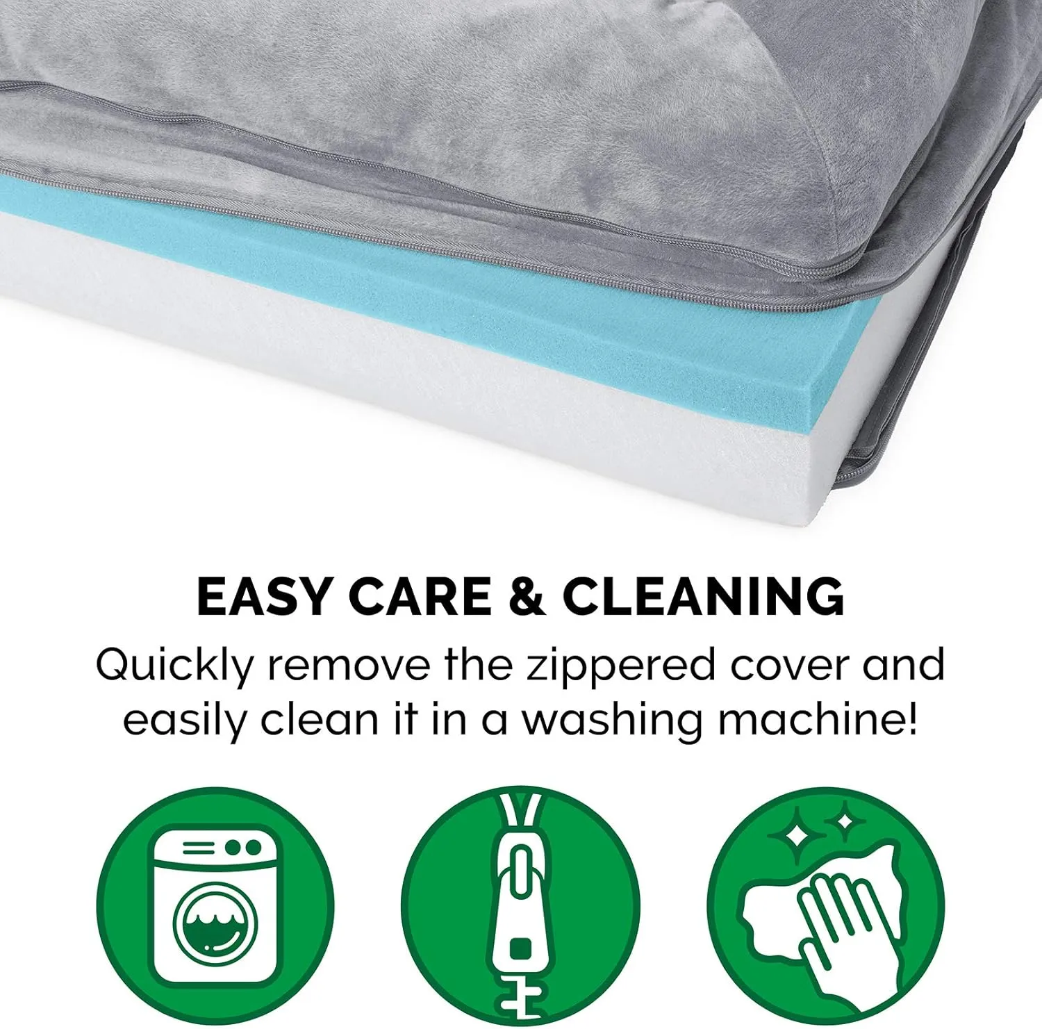 Furhaven Cooling Gel Dog Bed for Medium/Small Dogs w/ Removable Bolsters & Washable Cover, For Dogs Up to 35 lbs - Faux Fur & Velvet Sofa - Smoke Gray, Medium