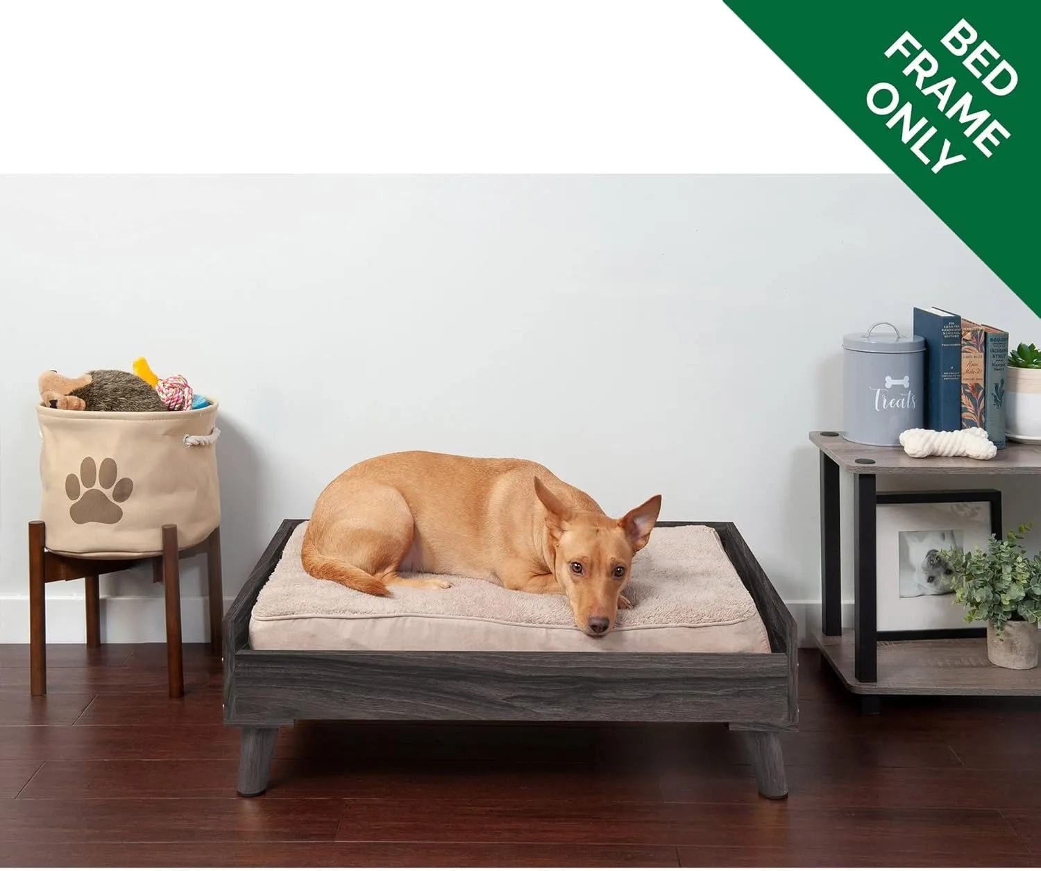Furhaven Elevated Dog Bed Frame for 30" x 20" Medium Dog Beds, Easy Assembly - Mid-Century Modern Bed Frame - Gray Wash, Medium