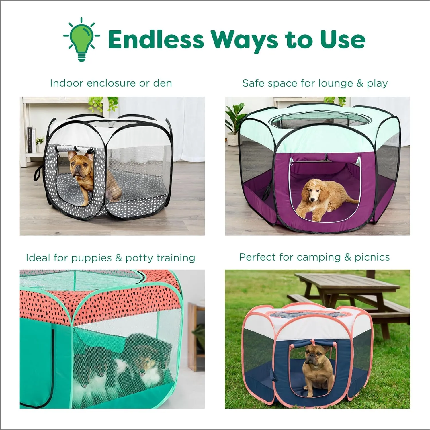 Furhaven Portable Dog Playpen Cat Tent, Pet Playground/Kennel Foldable Indoor Outdoor Zippered Puppy Crate - Navy, Extra Large