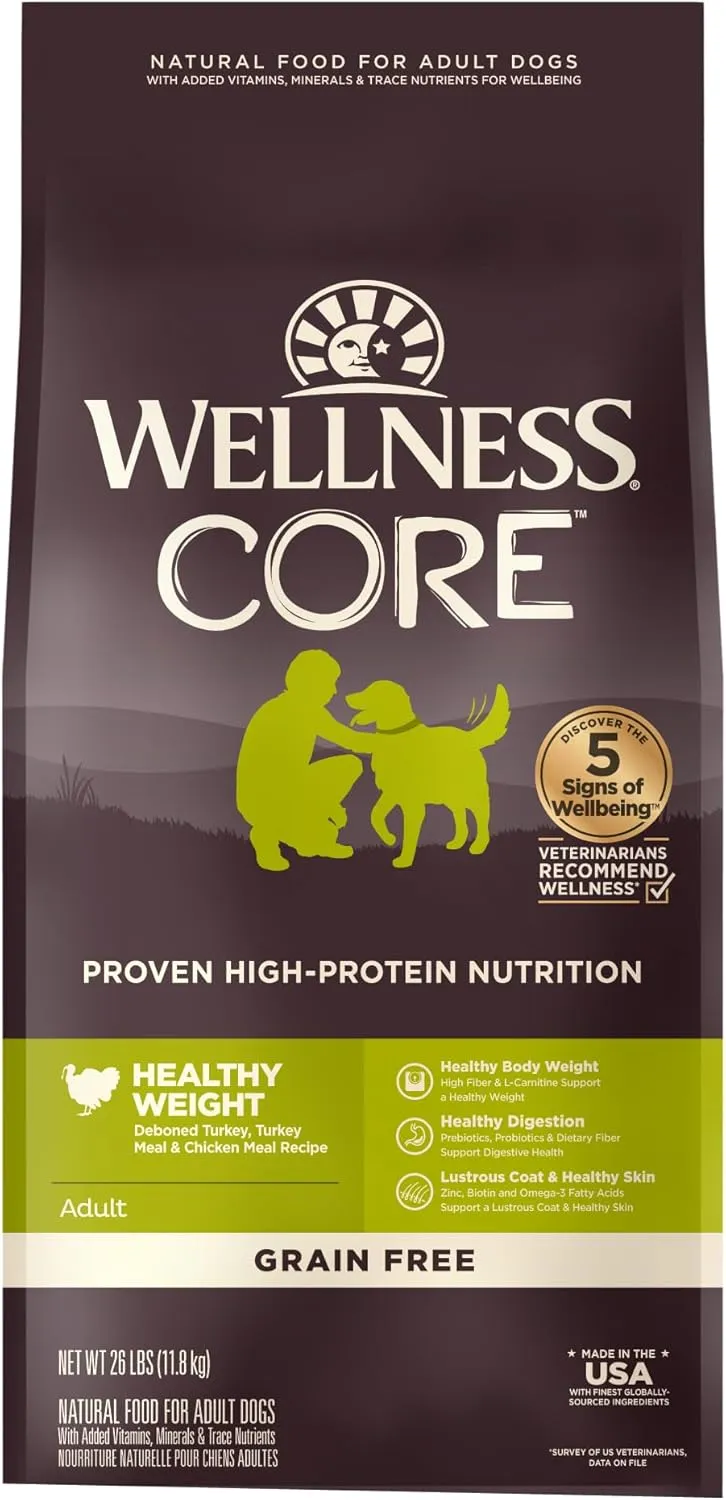 Grain-Free High-Protein Dry Dog Food, Natural Ingredients, Made in USA with Real Meat, All Breeds, For Adult Dogs (Reduced Fat, 26-Pound Bag)