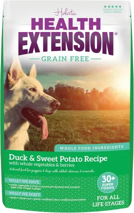 Health Extension Grain Free Duck & Sweet Potato Dry Dog Food (10 lb / 4.54 kg) - Lean Protein Formula with Turmeric & Antioxidants for Healthy Skin & Digestion
