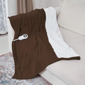 Heated Electric Throw Blanket 50" x 60" Sherpa and Polar Fleece Heating Blanket, 5 Heating Levels and 4 Hours auto-Off, Overheat Protection, Machine Washable (Coffee)