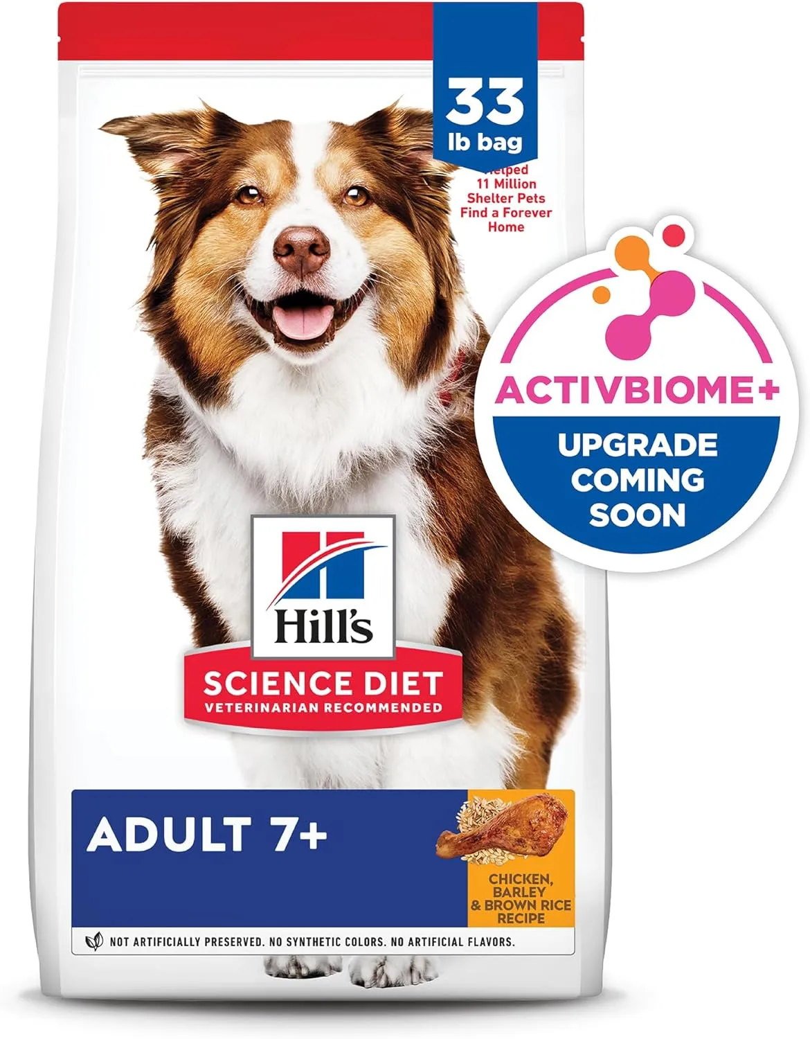 Hill's Science Diet Adult 7 , Senior Adult 7  Premium Nutrition, Dry Dog Food, Chicken, Brown Rice, & Barley, 33 lb Bag